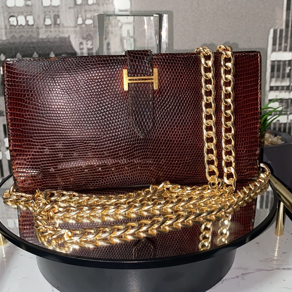Hermes Handbags - Authentic HERMES BEARN Lizard Wallet